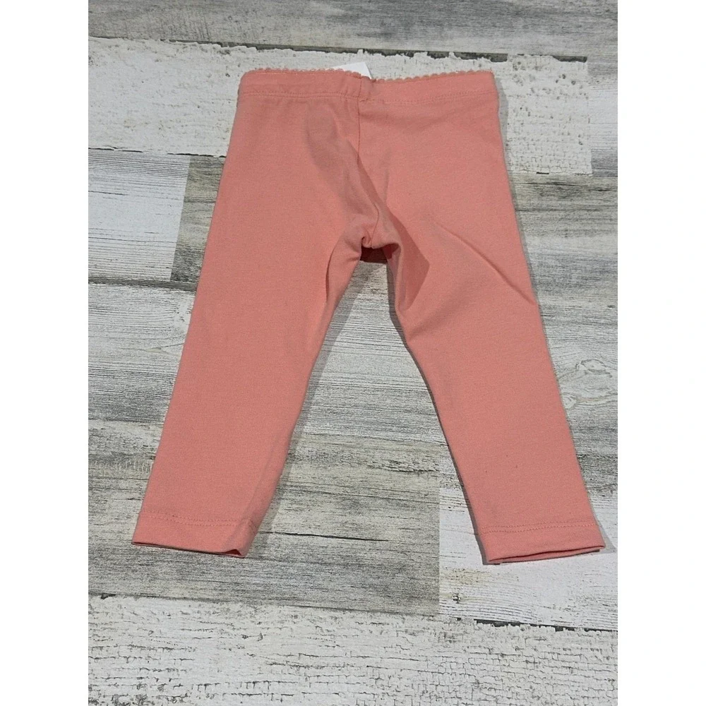 Tea Collection Leggings Girls 9-12M Peach Solid Cotton Stretch Basic NWT